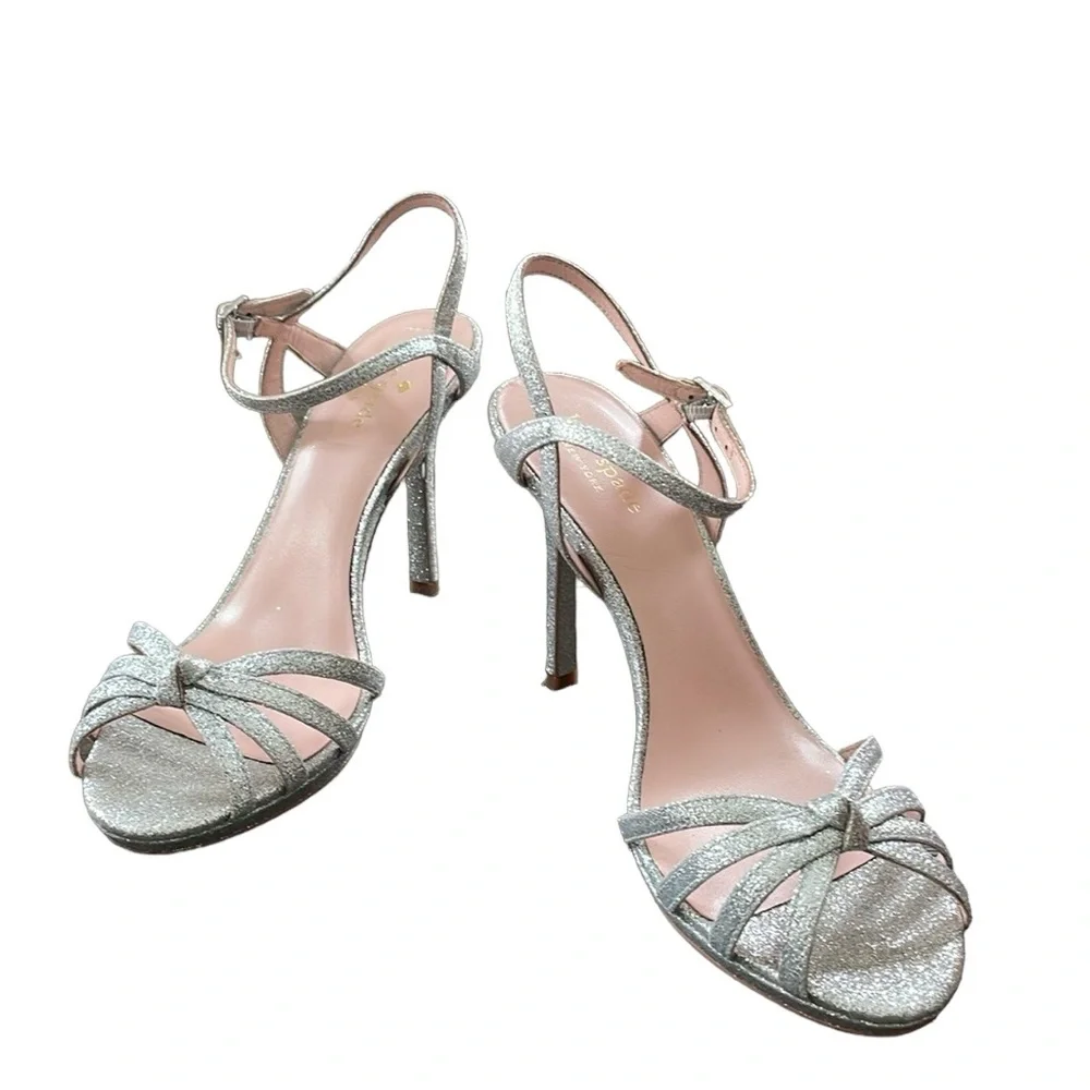 Kate Spade Florence Thin Silver Glitter Heels Size 8.5